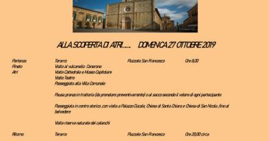 Alla Scoperta di Atri – Domenica 27 Ottobre 2019 Alla Scoperta di Atri – Domenica 27 Ottobre 2019